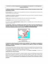 Contrôle corrigé sur les dynamiques de la population et le développement durable - cours géographie 5e | BARTHOU J PH. Auteur