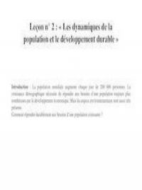 Cours complet sur les dynamiques de la population et le développement durable - cours géo pour les élèves de 5eme | utilisateur. Auteur